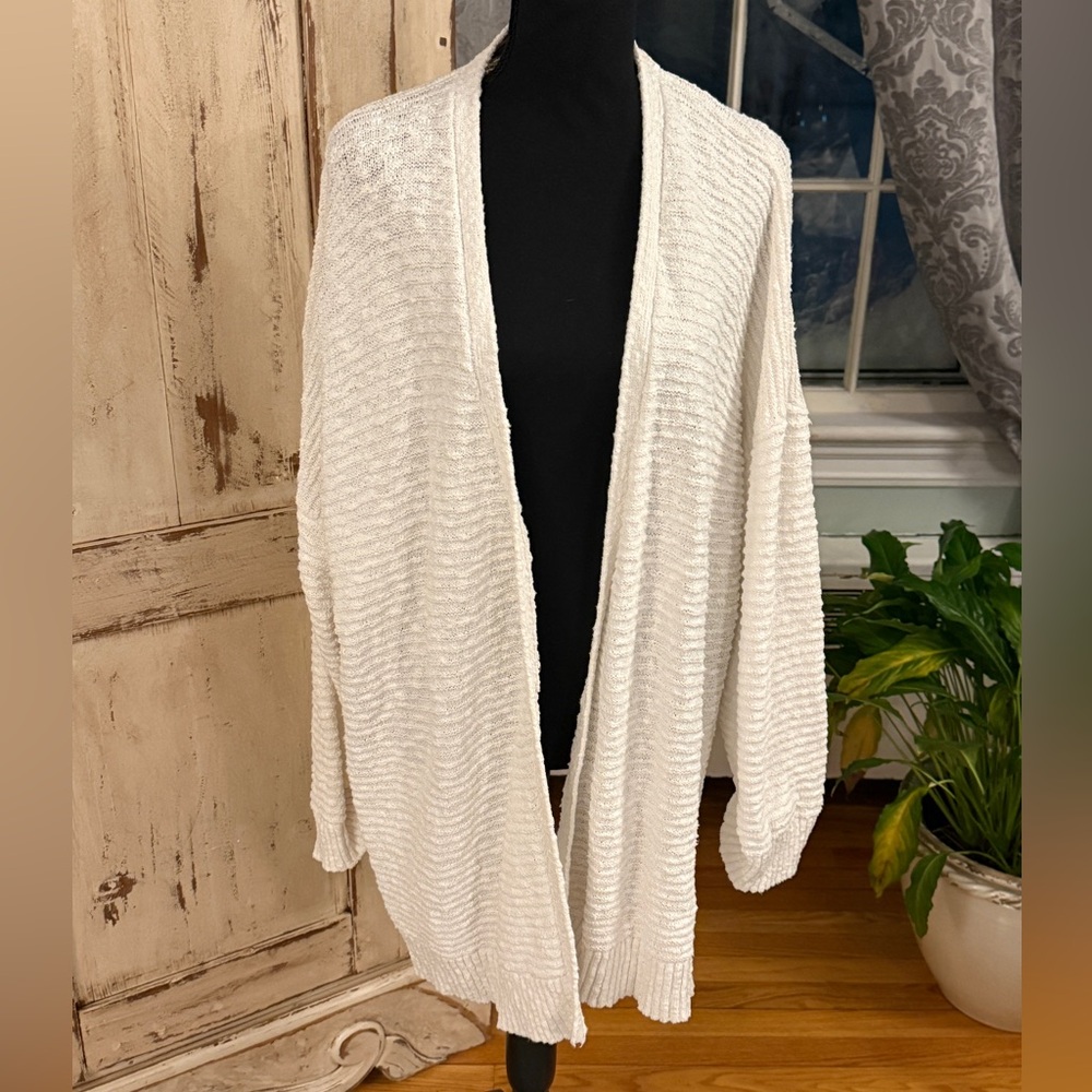 L.L. Bean cotton open front cardigan. White. Size 3x. Casual, cottagecore, beach